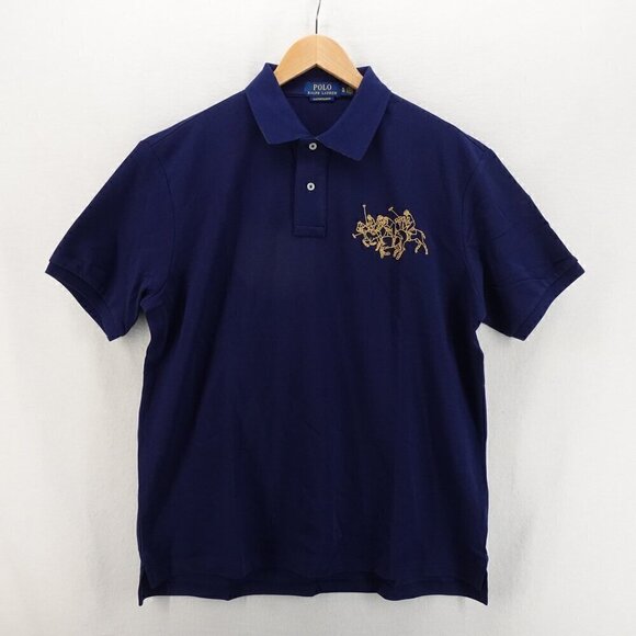 Polo Ralph Lauren Men's Slim Fit Lunar New Year Triple-Pony Polo Shirt Blue XXL - Picture 5 of 14